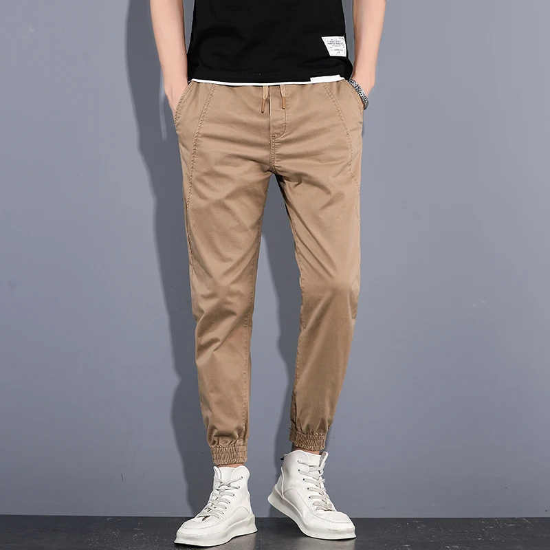 

High Quality 2021 New Men's Solid Chic Streetwear Classic Style Long Pants Male Slim Trend Casual Summer Fashion Long Trousers