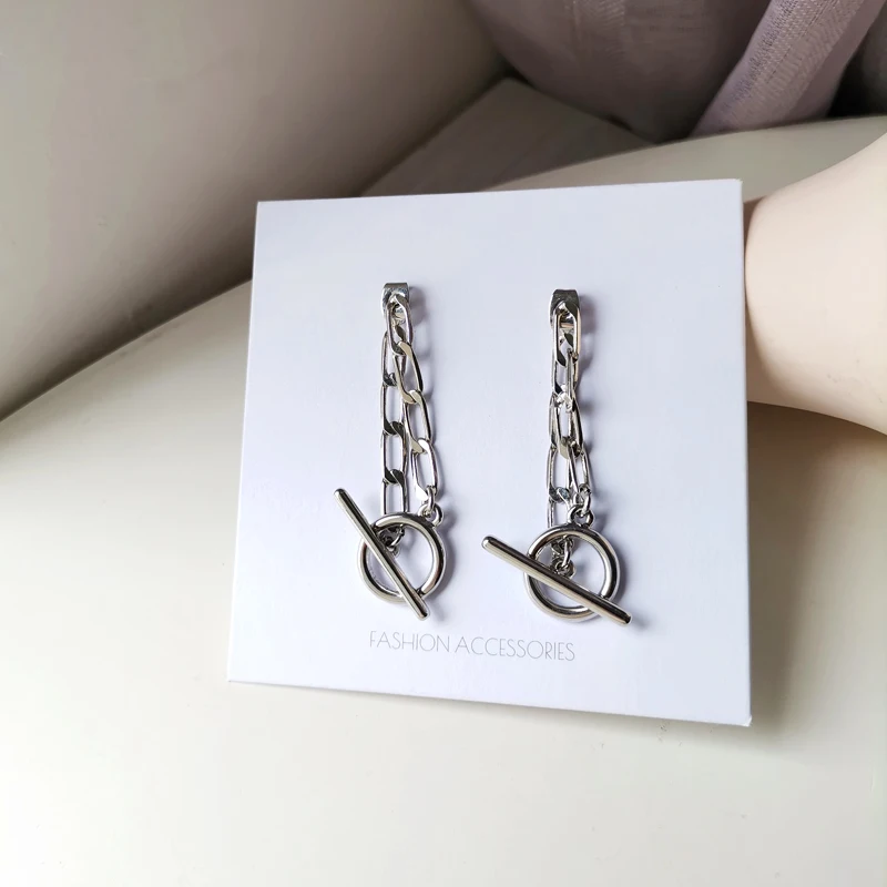 Винтажные модные серьги гвоздики с металлической цепочкой в стиле панк хип хоп