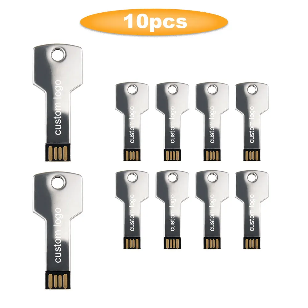 

10pcs/lot Metal USB Flash Drive usb2.0 pen drive 32gb pendrive 16gb 128gb 4gb memoria usb stick gift Flash drive customized logo