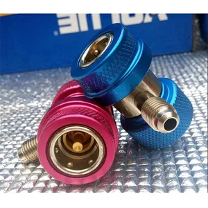 2pcs Nickel Plated Freon Coupler Adapters Air Condition Coupler Adapters Automotive Refrigerant Connector