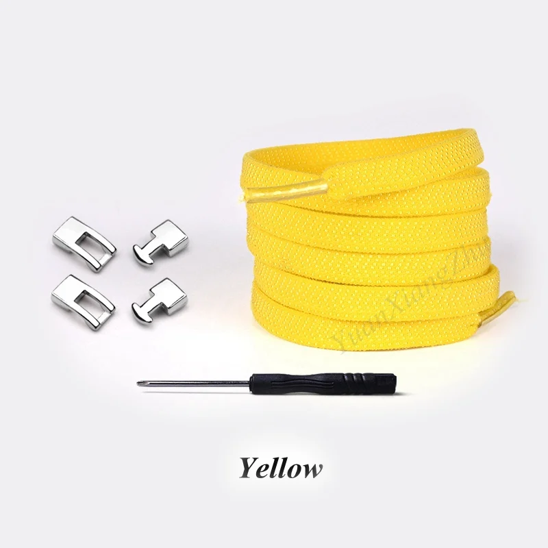 Yellow 1 пара Новых эластичных шнурков с перекрестной пряжкой 1 секунда быстро не завязываются шнурки для обуви дети взрослые унисекс кроссовки шнурки ленивые шнурки - Цвет: Yellow