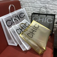 10pcs thick large plastic bags 26x23cm black and white letter grid shopping jewelry packaging bags plastic gift bag with handle