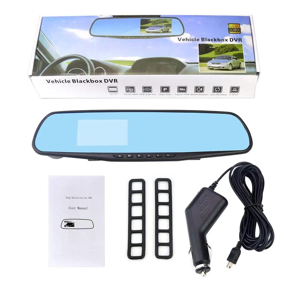 Dvr камера full HD видеорегистратор зеркало заднего вида Камера авто dvr voiture с sd картой