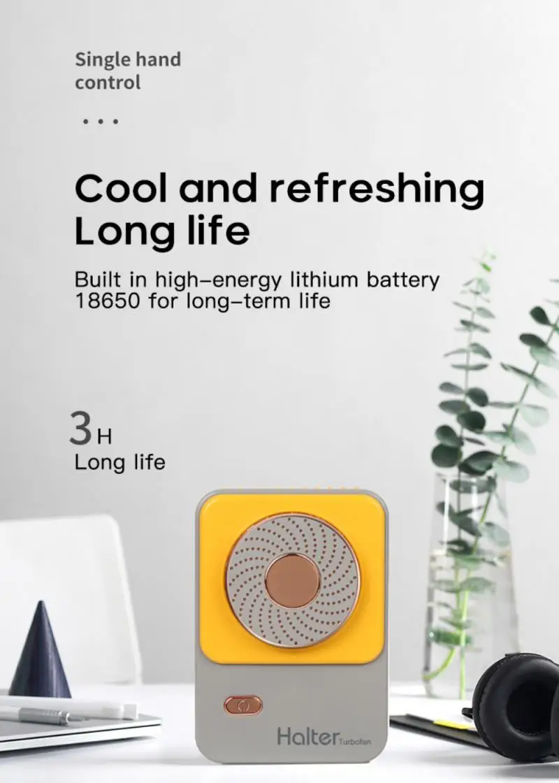 

2pc USB Neck Leafless Fans Hanging Charging Desktop Fan Electrical Portable Outdoor Office Strong Winding Cooler Home Supplies