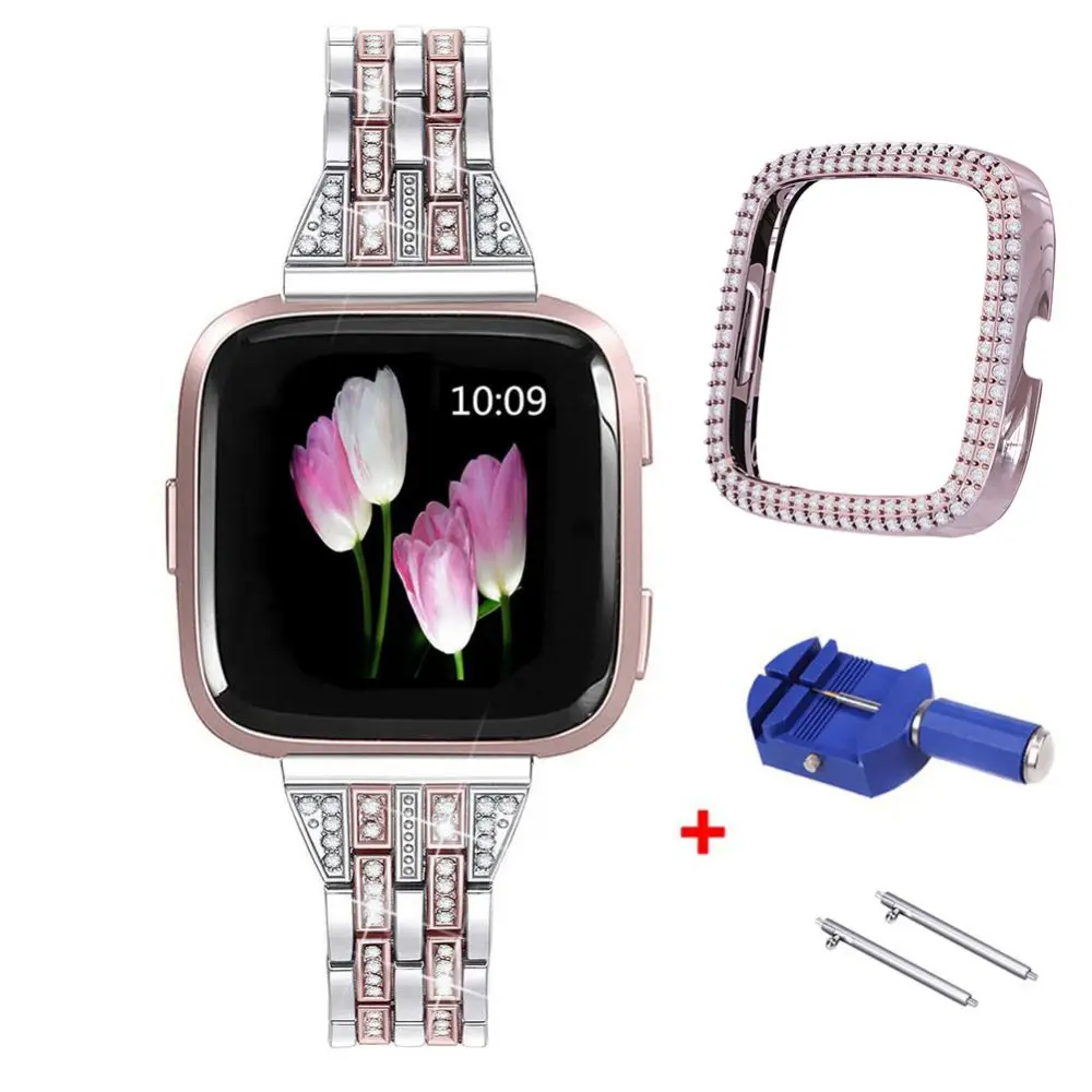 

Металлические ремешки для Fitbits Versa/Versa 2/Versa Lite/Versa3, сменный женский ремешок для наручных часов, стразы, блестящий браслет, браслет, браслет
