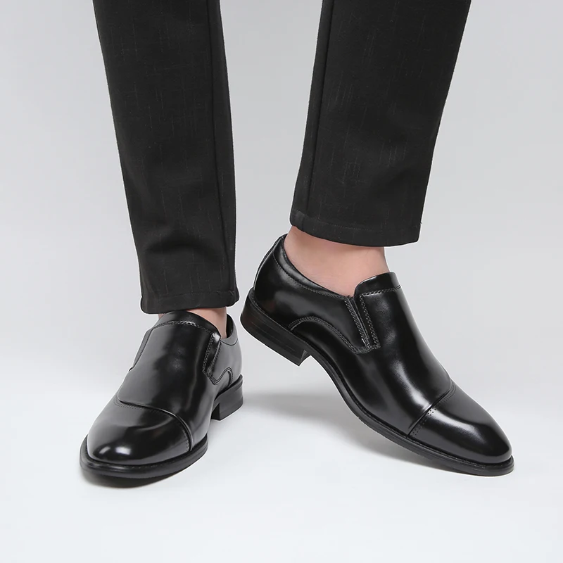 Туфли Misalwa мужские деловые Коровья спилок парадные туфли без застежки формальные