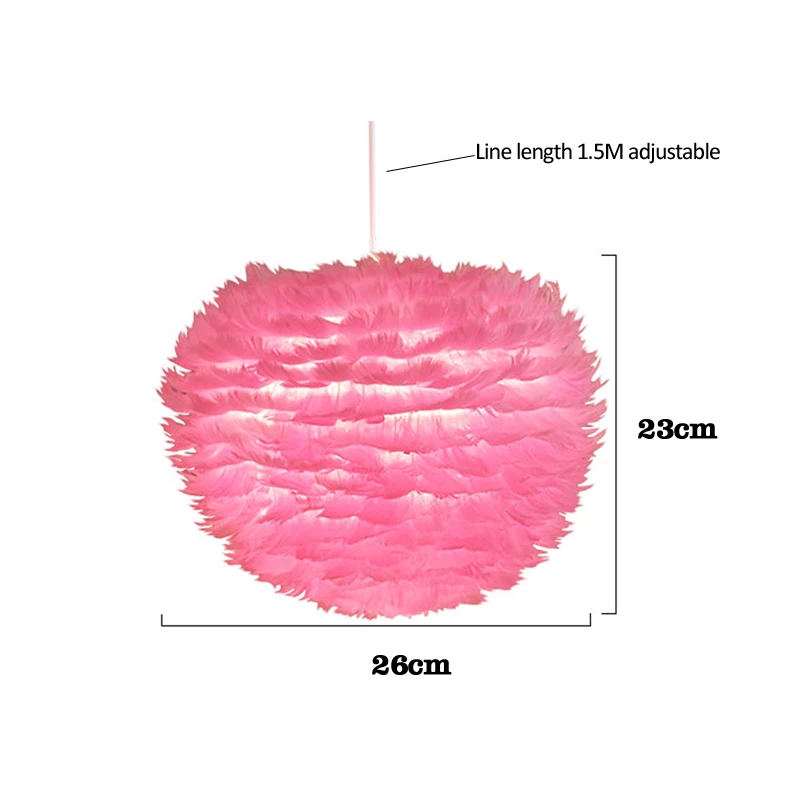 pink 26cm Подвесной светильник с перьями, современный подвесной светильник в скандинавском стиле, Романтический подвесной светильник с перьями, подвесной светильник для кухни, столовой - Цвет корпуса: pink 26cm