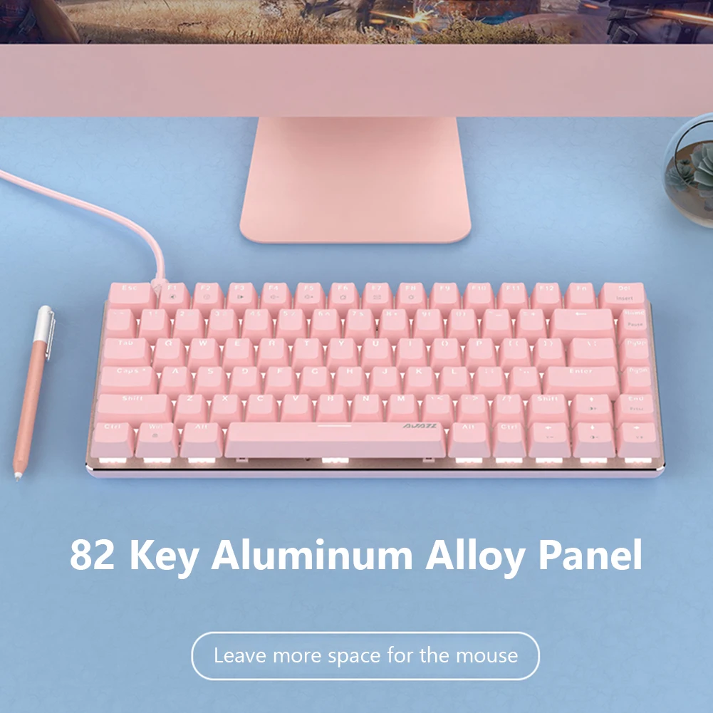 

AK33 Gaming Mechanical Keyboard with 82 Keys Desktop Laptop USB Type-C for Windows XP/Win7/8 IOS with White Backlight