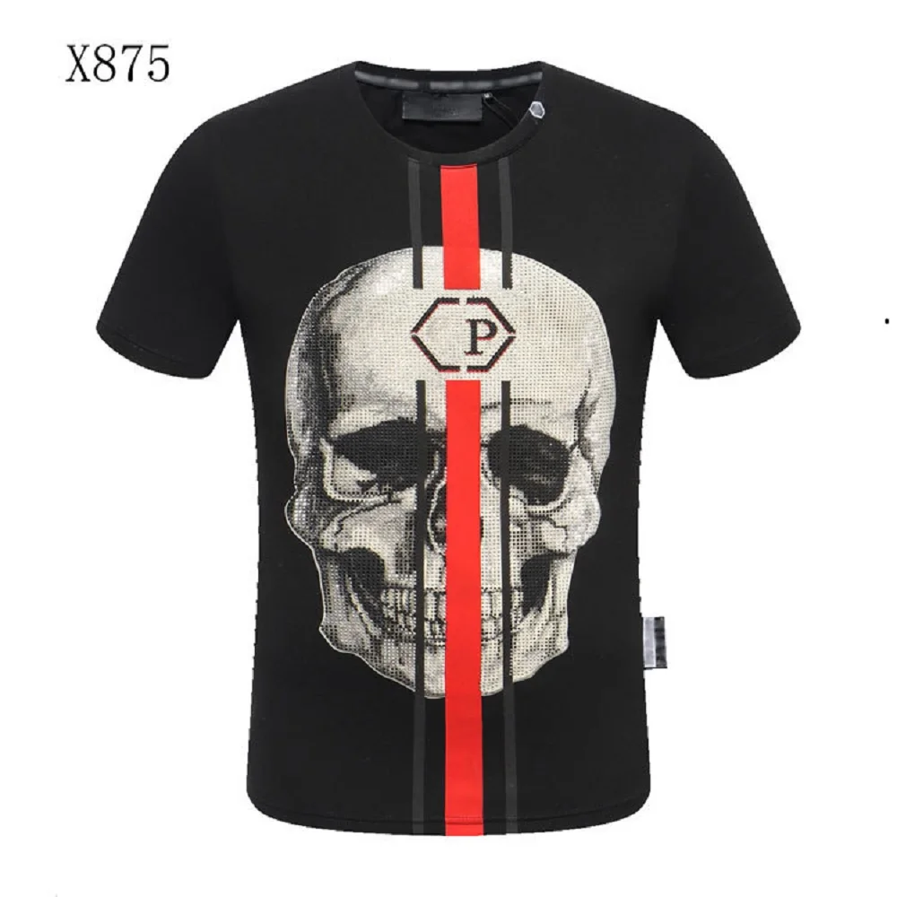 

Plein-Brand T Shirt Men PP Black Skulls Tshirt Casual Cotton Tops O-Neck Short Sleeve Tees High-quality T-Shirt Men Summer Wear