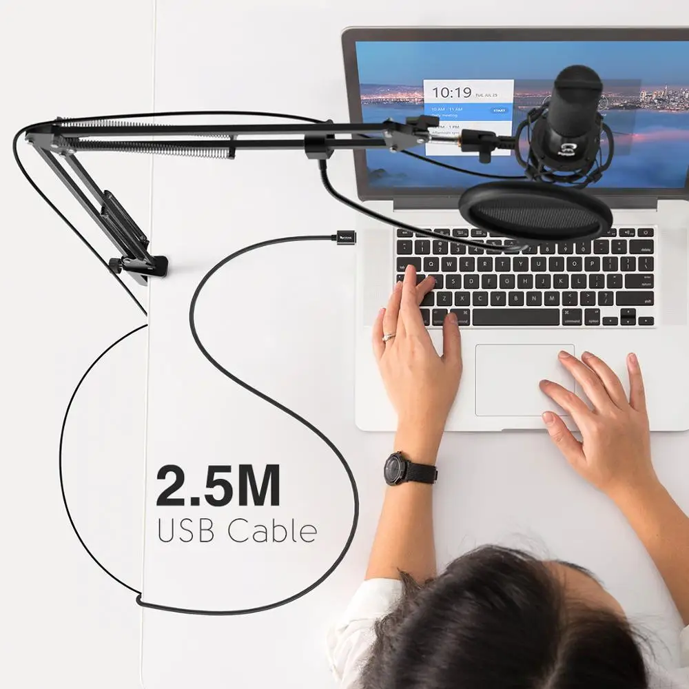 fifine studio condenser usb computer microphone kit with adjustable scissor arm stand shock mount for youtube voice overs t669 free global shipping