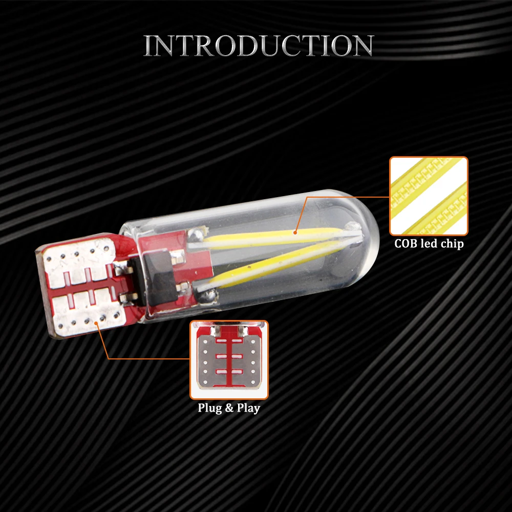 YM E-Bright 50 шт. T10 COB 14 SMD 194 168 W5W 12V Автомобильные светодиодные лампы для интерьера стеклянные автомобильные лампы Белый Синий Красный ледяной синий зеленый янтарь