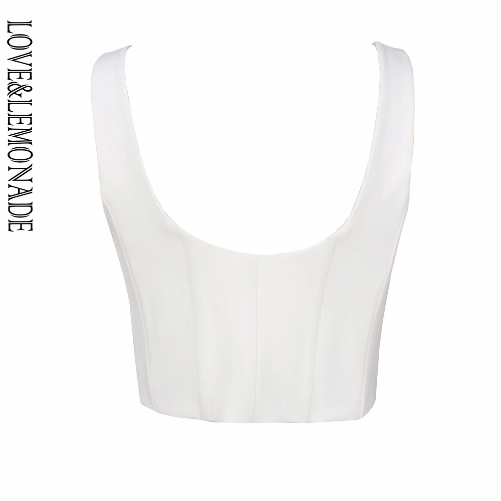 LOVE &amp LEMONADE белый тонкий жилет LM0069 | Женская одежда