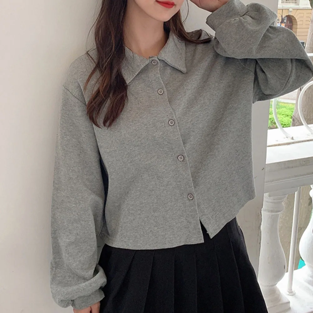 Harajuku Gray Hoodies Fashion Gothic Solid Color Streetwear Chic Sweatshirt Women Spring Autumn Long Sleeve Sweetshirt for Girls
