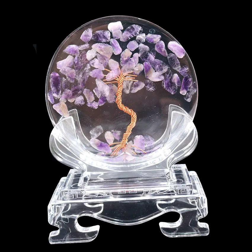 

Copper Wire Wrap Tree of Life Rainbow Stone Pendant Rose Pink Quartz for Christmas Gift Jewelry