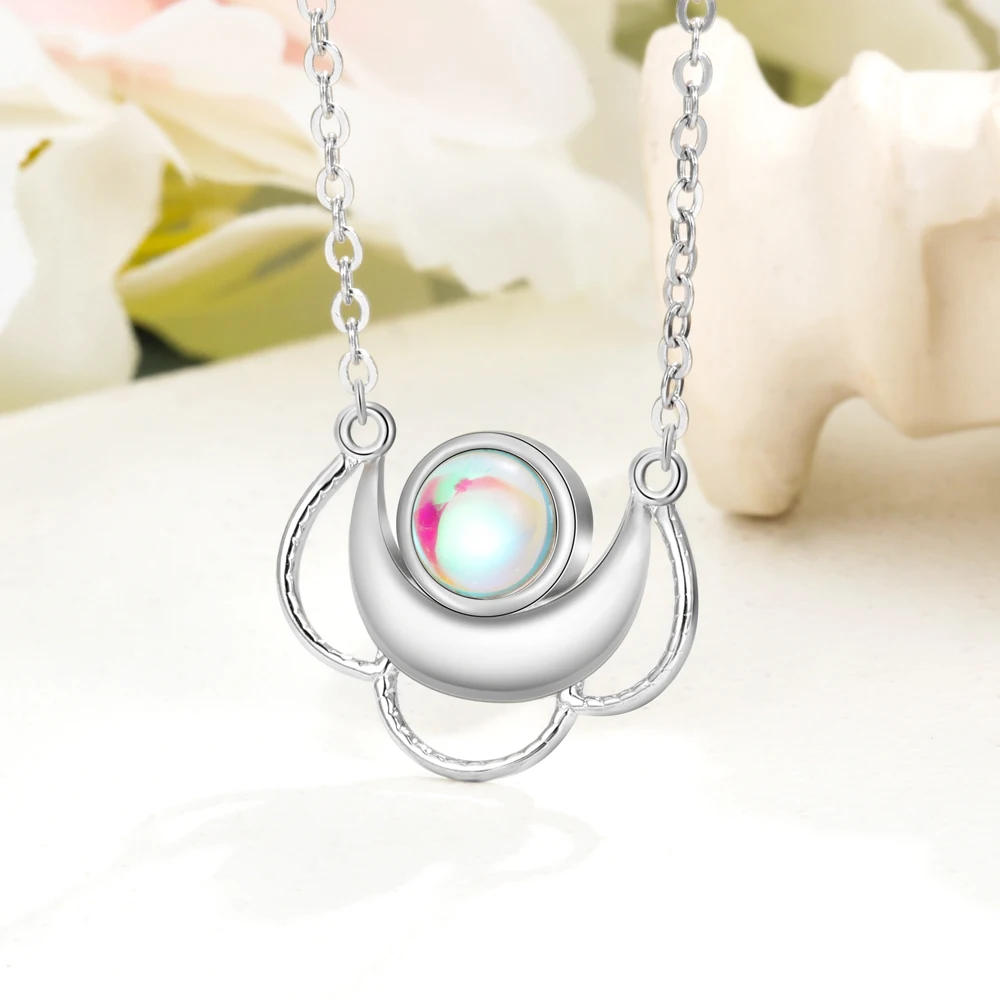

Rainbow Moonstone 925 Sterling Silver Necklaces for Women Cloud Necklace with Chain Silver 925 Jewelry Anniversary Party Gifts