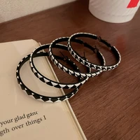 925 silver big circle earring lady leather black white plaid hoop earrings for women girls brincos exaggerated large jewelry