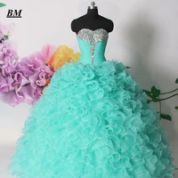 2021 newest mint green quinceanera dresses ball gown beading sweet 16 dresses formal prom party gown vestido de 15 anos bm132