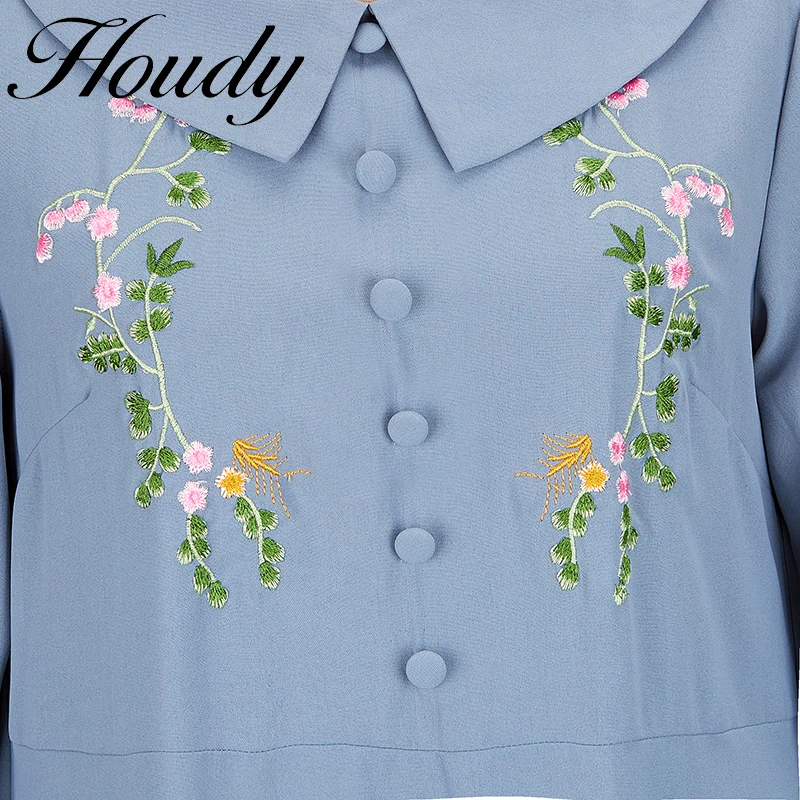 Новая летняя длинная юбка для женщин светло-голубого цвета с вышивкой, складками и свободным кроем, короткими рукавами, рубашкой с воротником-стойкой на пуговицах для вечеринки.