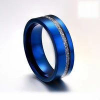 wedding ring blue pipe meteorite inlay classic tungsten rings for bridegroom wedding engagement anniversary ring