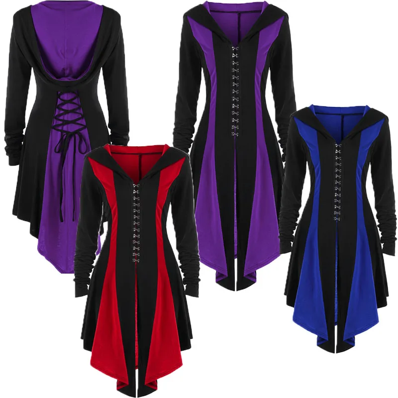 Женская модная винтажная накидка с капюшоном в стиле ретро |