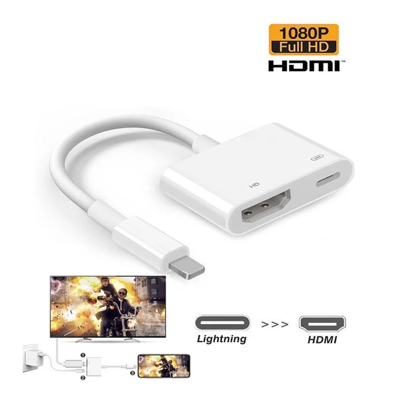 

Lightning To HDMI-Compatible 2 Ports Splitter Cable Converter 1080P Digital AV Adapter Phone Accessories for iPhone iPad To TV