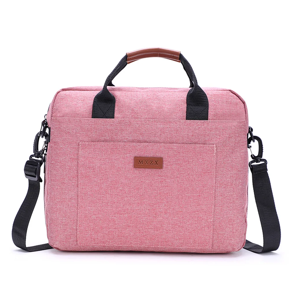 pink 14 inches new all-in-one solid color business computer bag out of office fashion simple portable one shoulder breathable briefcase - Цвет: pink 14 inches