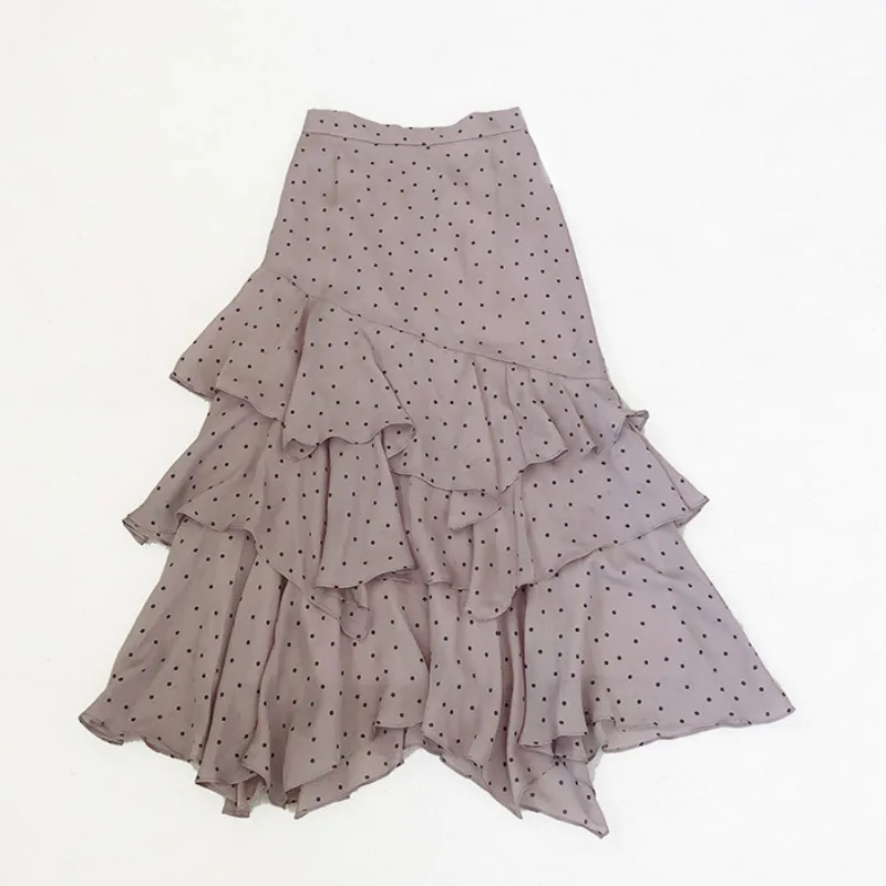 

ZAWAHIKI Ruffles A-line Satin Patchwork Solid High Waist Skirts Women Korean Spring LongSkirts All Match Elegant Faldas Fashion