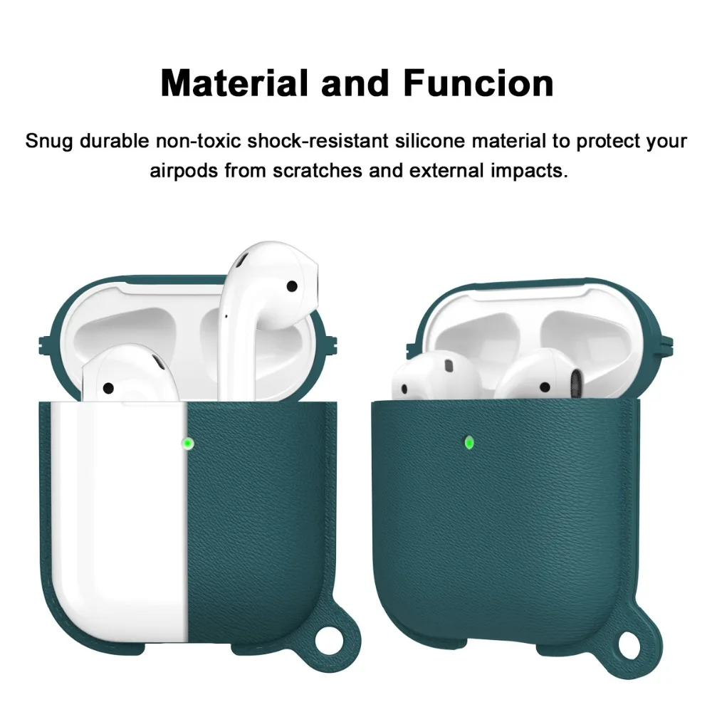 Стиль Litchi Мягкий силиконовый чехол для Airpods 1 2 чехол противоударный полный защитный чехол для Airpods чехол с крючком
