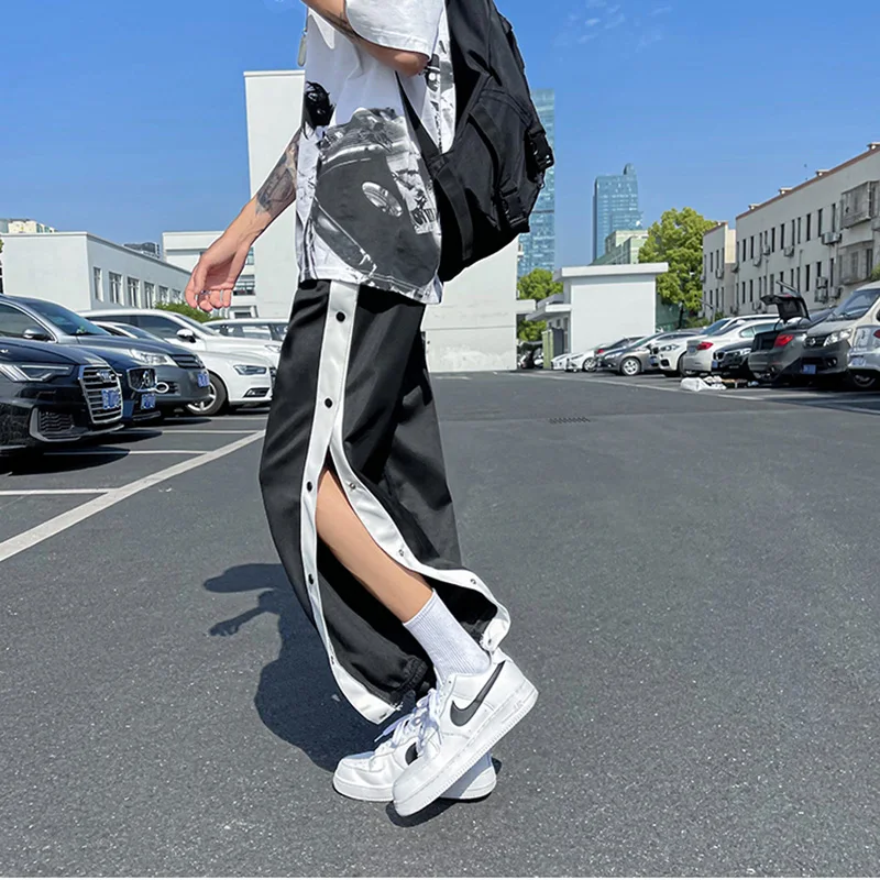 Брюки мужские с боковыми пуговицами модные рандомные повседневные