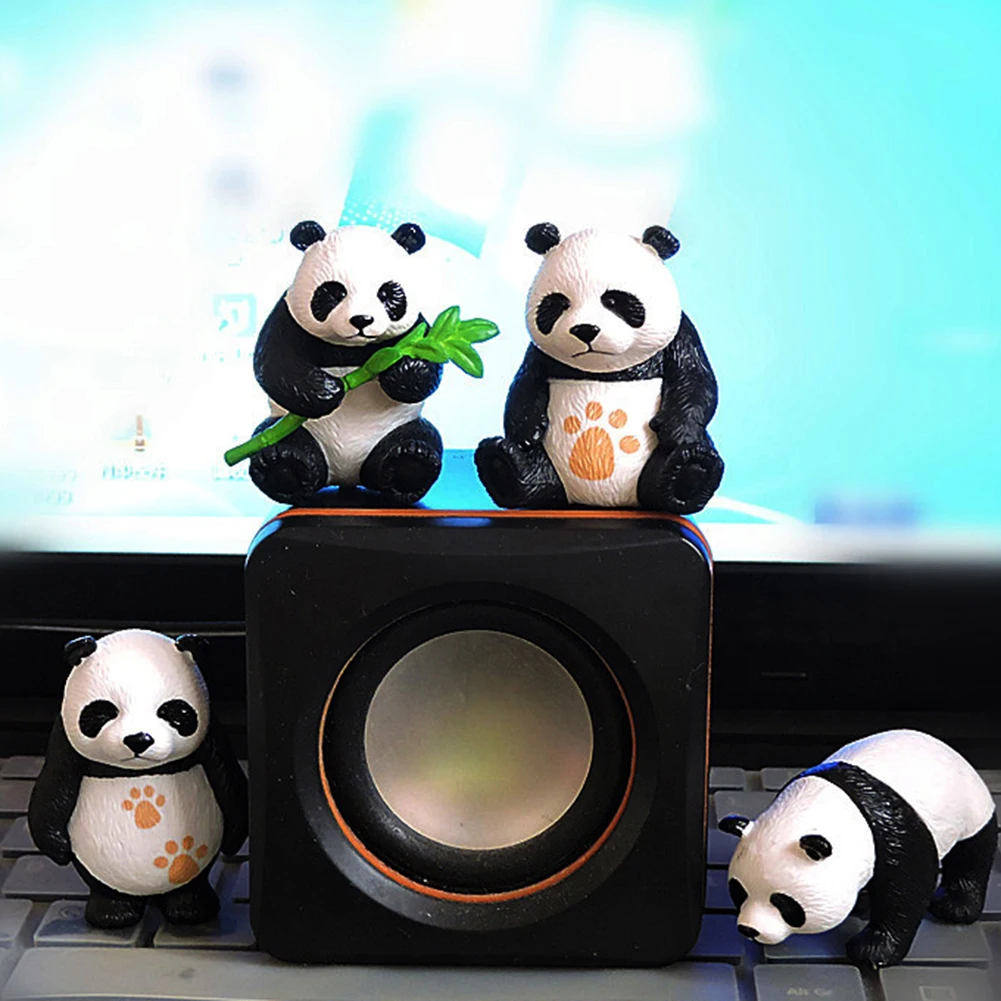 

4Pcs Mini Realistic Panda Animal Solid Models Toy DIY Scenery Desktop Ornament Ideal decoration for children who love doll house