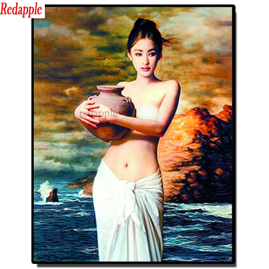 

Pottery Girl diamond painting full square round 5 d diy diamond kits mosaic embroidery pattern 3d Cross stitch puzzle girl decor