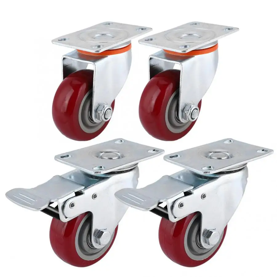4 сверхмощный ПК НАБОР РОЛИКОВ 3 &quotповоротные колеса красные для инструментов