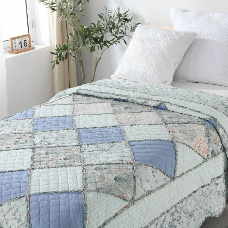 Лоскутное покрывало CHAUSUB хлопковое одеяло 1 шт. цветочный комбинезон летнее