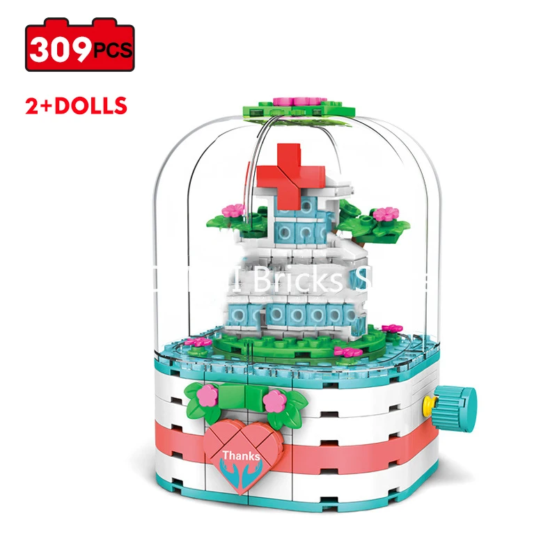 Sembo блок конструктор Модель белый Ангел светильник вращающаяся коробка вишня в