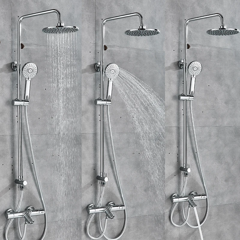 Хромированный настенный термостатический смеситель для душа горячей и холодной