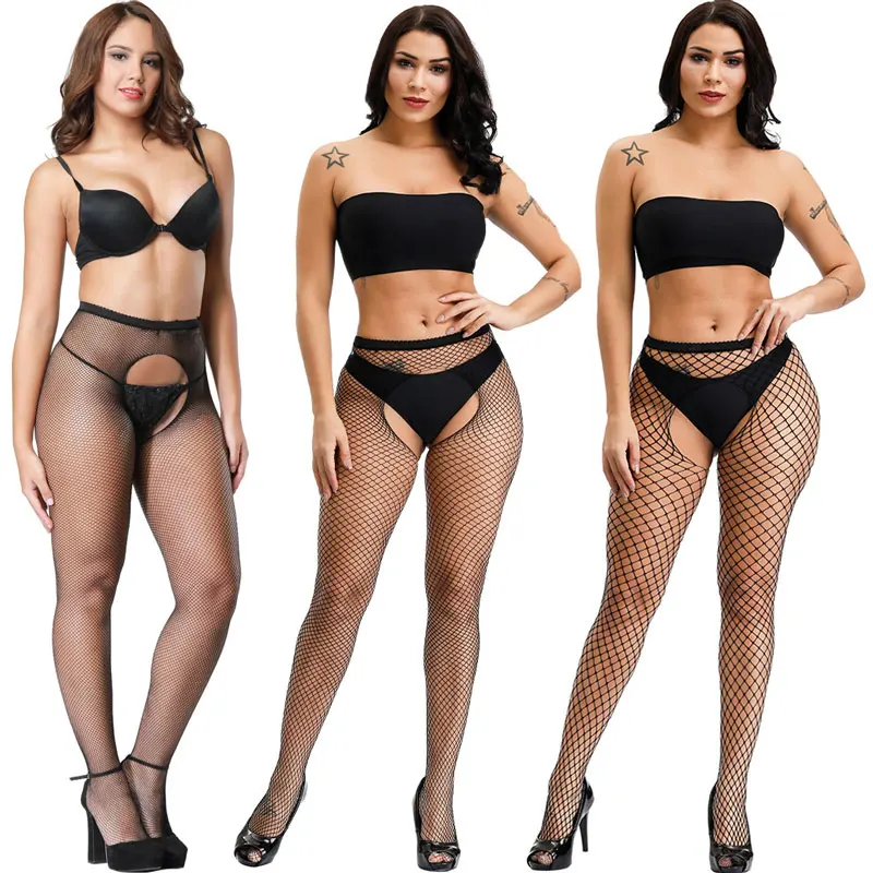 3 стиля Лидер продаж черные кружевные ажурные чулки колготки с открытой