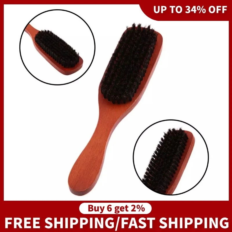 

Wood Handle Hair Brush Hard Boar Bristle Combs For Men Women Hairdressing Hair Styling Beard Comb Brush