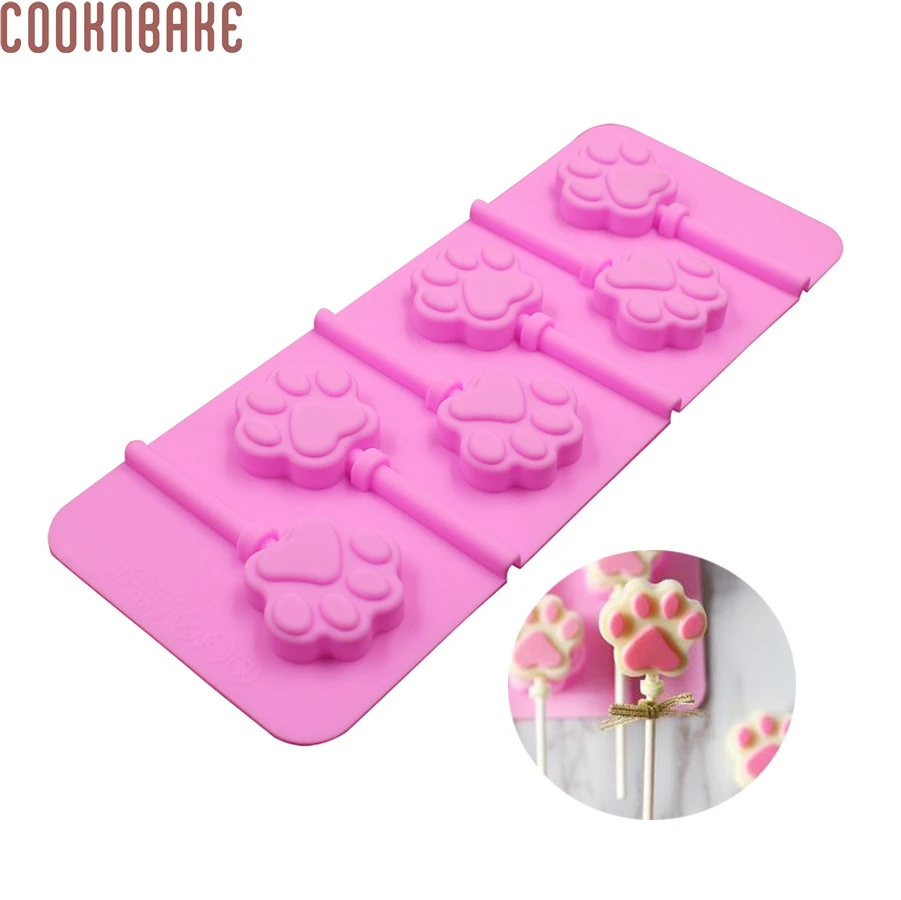 COOKNBAKE силиконовая форма для леденцов с кошачьей лапой конфет шоколада 6 полостей