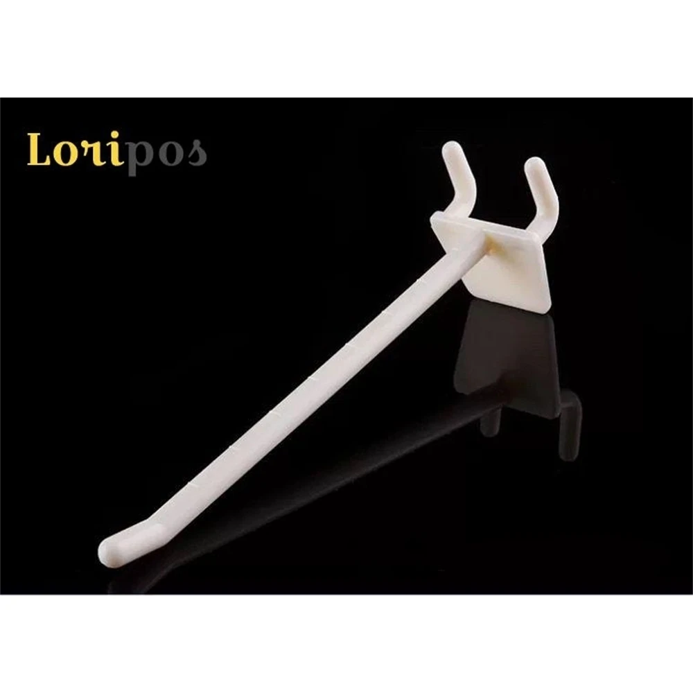 

White Plastic Pegboard Products Display Hanging Hanger Hooks for Storage Commodity Rack Shelf in Supermarket Stores 100pcs