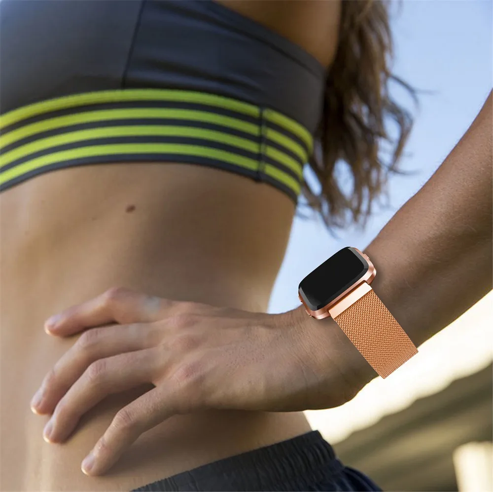 Магнитный ремешок для часов Fitbit Versa 2 Металлический Браслет Lite из нержавеющей