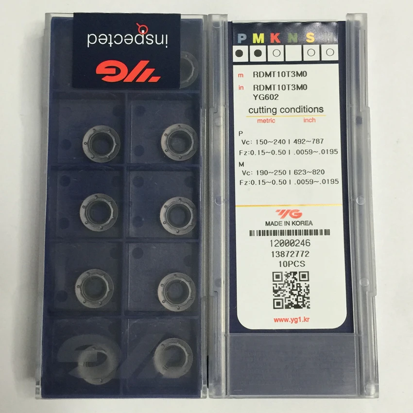 

RDMT0802MO YG602 / RDMT0803MO YG602 / RDMT10T3MO YG602 / RDMT1204MO YG602 / RDMT1604MO YG602 CNC carbide inserts 10PCS/BOX