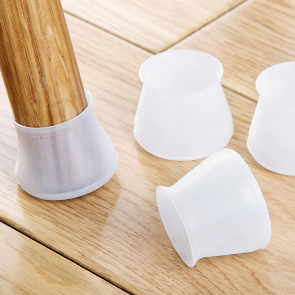 

4PCS Chair Table Foot Pad Mat Cover Protector Furniture Floor Protection Mute Non Slip Universal Silicone Home Bar Use 4 x 3.2cm