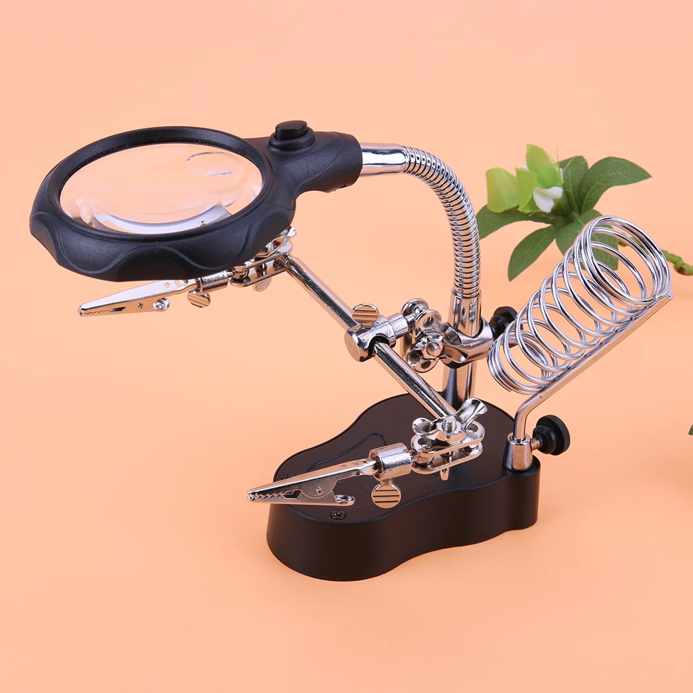 

Welding Magnifying Glass with LED Light 3.5X-12X lens Auxiliary Clip Loupe Desktop Magnifier Third Hand Soldering Repair Tools