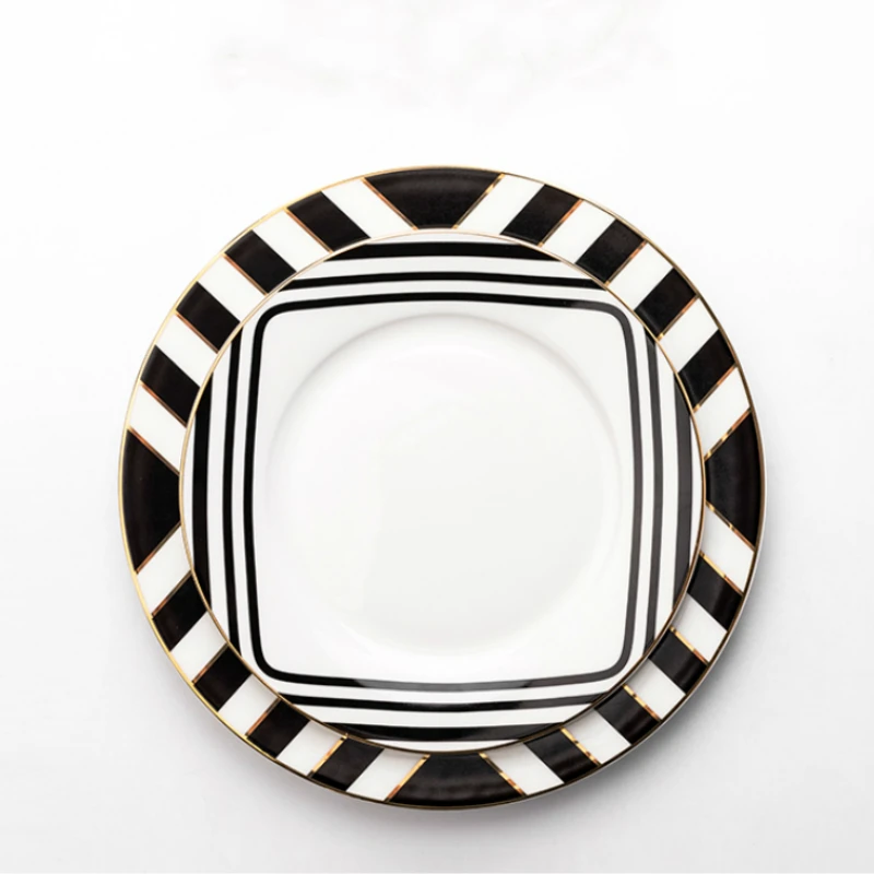 Творческий Черный и белый Керамика плита главным образом блюдо в стиле вестерн