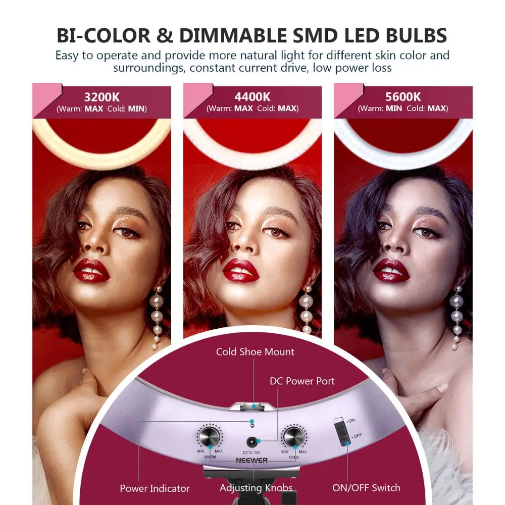 Neewer Модернизированный 18 дюймовые кольцевой светильник металлический видео ing