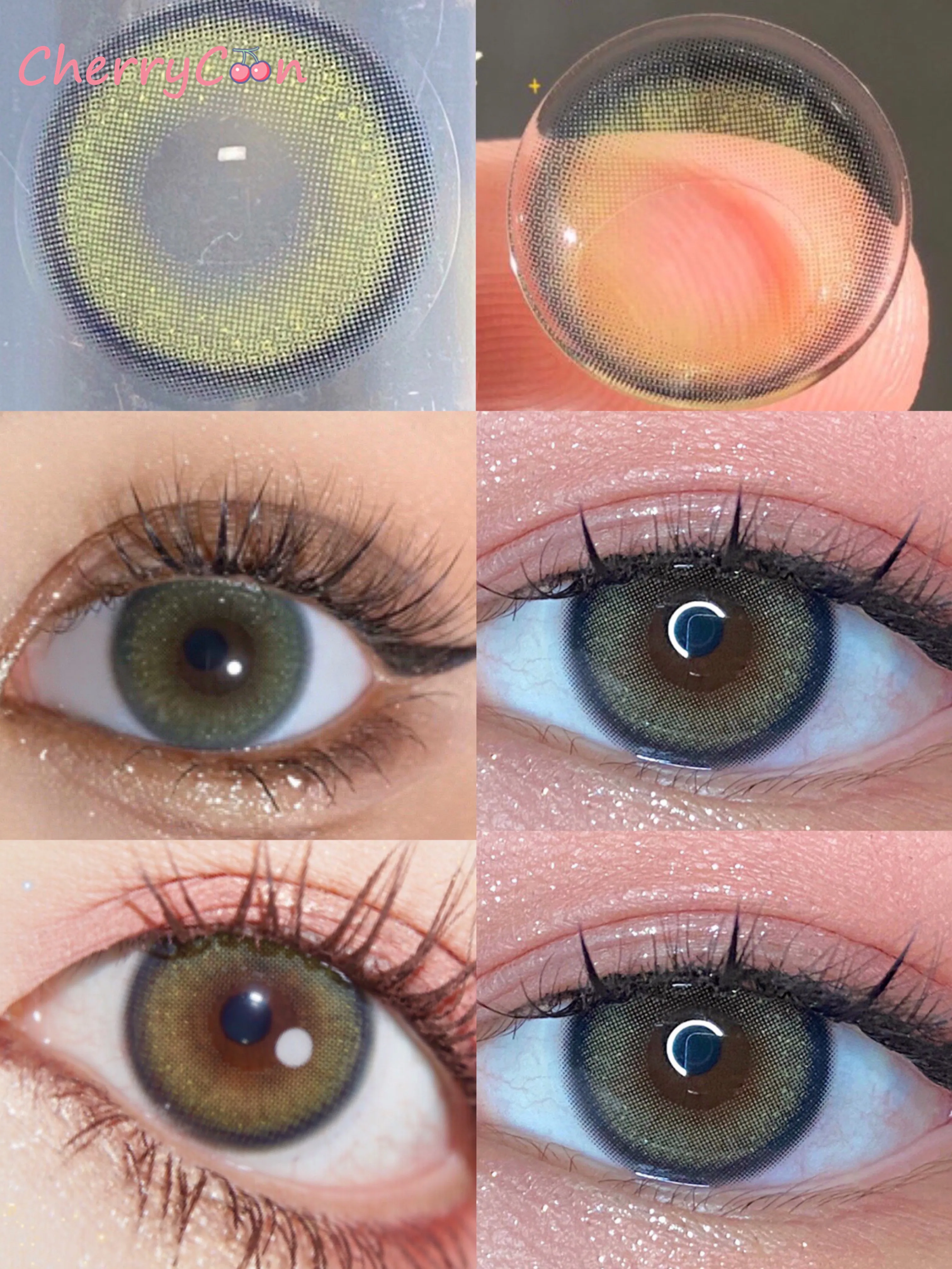 

CherryCon whale green dark small Contact Lenses Yearly Colored Soft for Eyes Contact Lens Myopia Prescription degree 2pcs/Pair