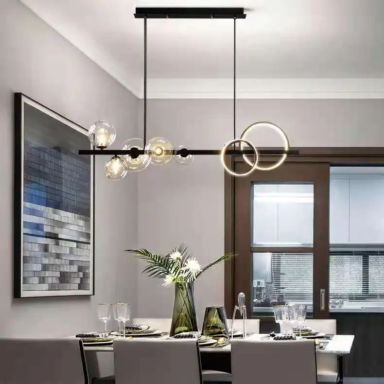 

Modern Chandelier Nordic Minimalist Restaurant lamp Creative bar Magic Bean Glass Bubble Chandelier Free shipping AC 110V 220V