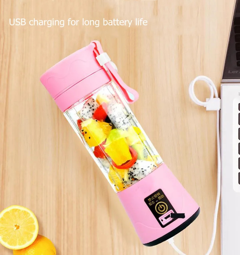 

380ml 2/4/6 Blades Mini Portable Electric Fruit Juicer USB Rechargeable Smoothie Maker Blender Machine Sports Bottle Juicing Cup