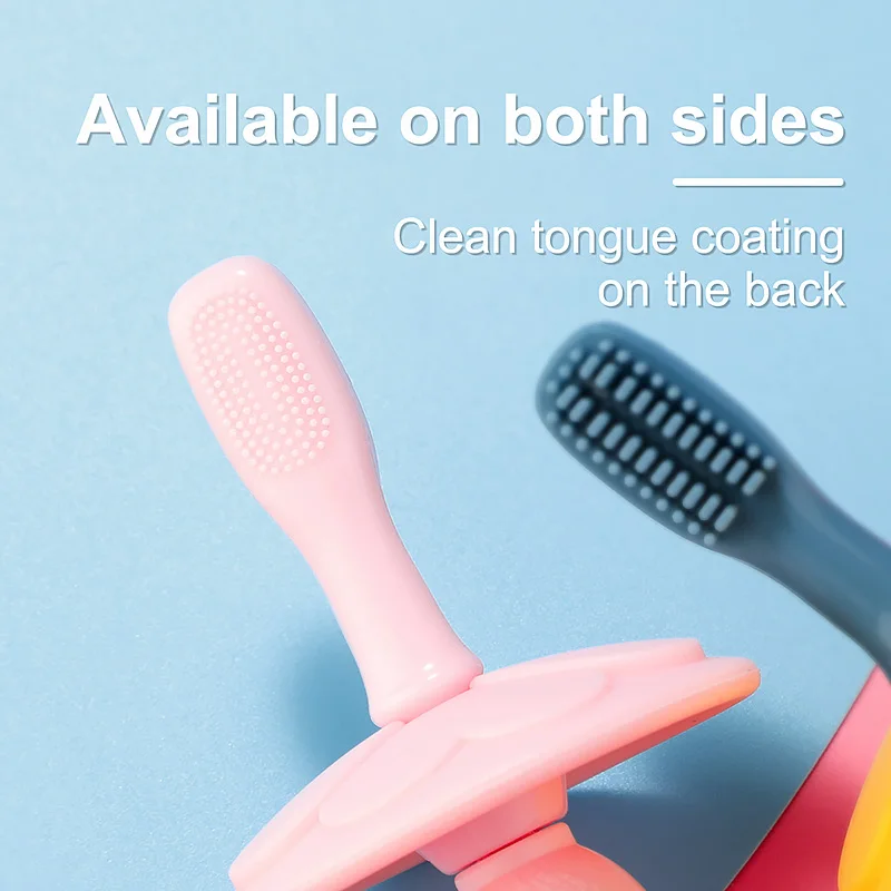 TYRY.HU-cepillo de dientes de silicona para dedos de beb&eacute; + caja, limpieza de goma, suave y transparente-2