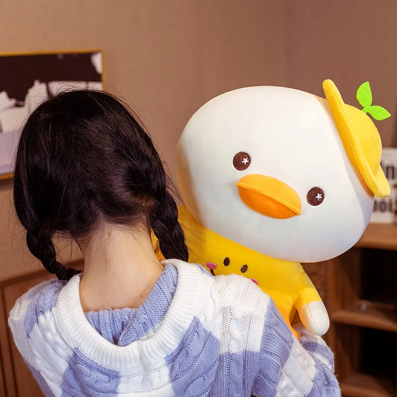 

1pc 35/45cm Cute Smiling Duck Plush Toys Lovely Animal Duck Green Leaf Hat Stuffed Soft Baby Dolls Cartoon Birthday Gift